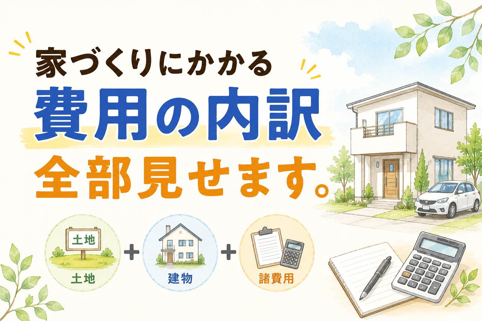 家づくりにかかる費用の内訳、全部見せます イメージ