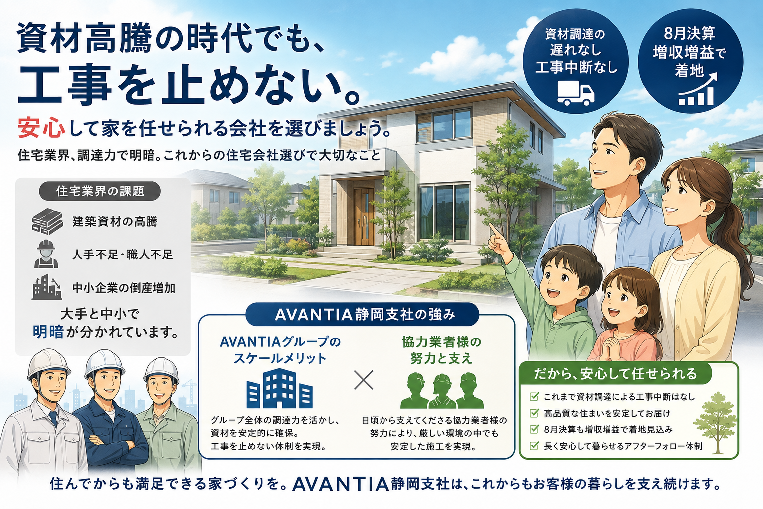 資材高騰でも工事を止めない。これからの住宅会社選びで大切なこと イメージ