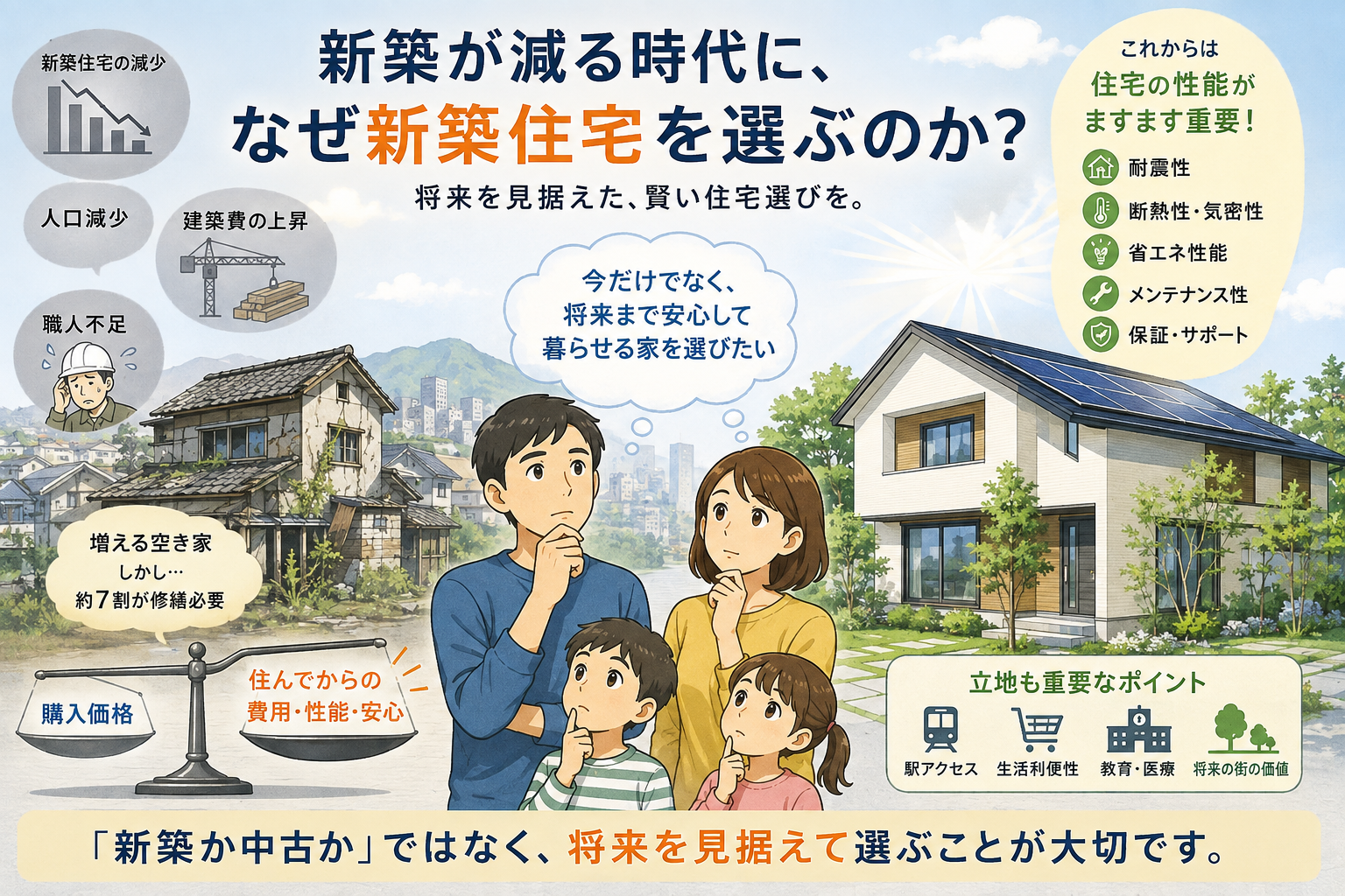 新築が減る時代に、なぜ新築住宅を選ぶのか？ イメージ