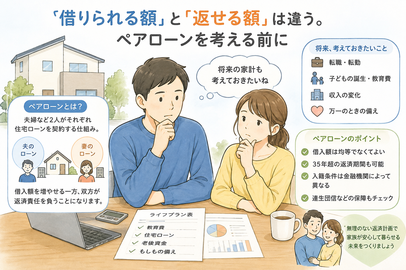 「『借りられる額』と『返せる額』は違う。ペアローンを考える前に」 イメージ