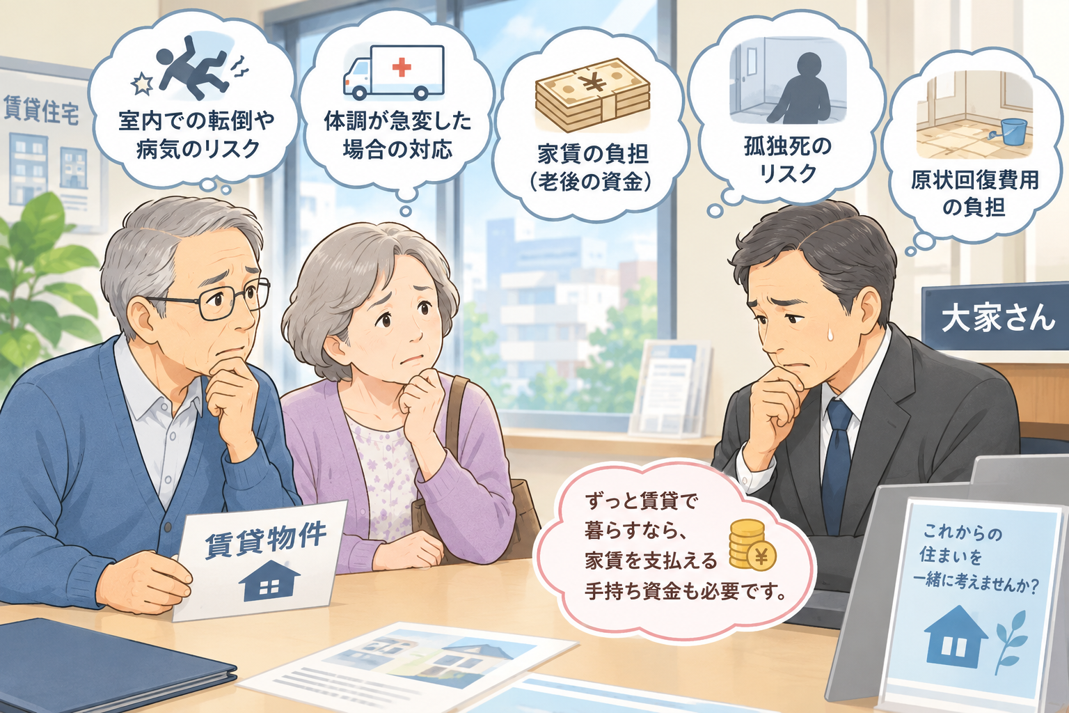 「『家を借りられない高齢者』が増加　老後の家賃、どうしますか？」( 一一) イメージ
