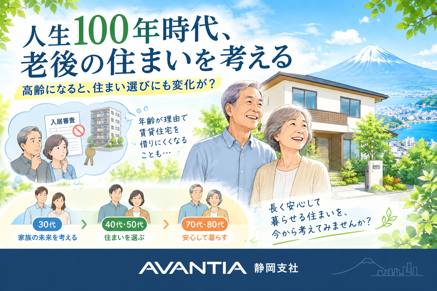 「100歳まで生きる時代。『老後の住まい』を今から考えていますか？」 イメージ
