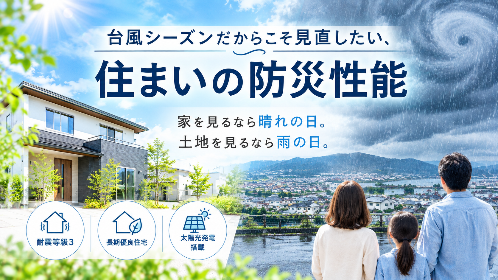 【建売住宅ガイド】台風接近中だからこそ見直したい、住まいの防災性能 イメージ