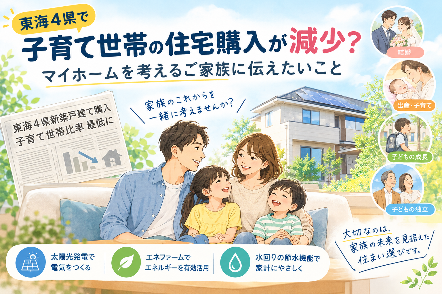 東海4県で子育て世帯の住宅購入が減少？ マイホームを考えるご家族に伝えたいこと イメージ